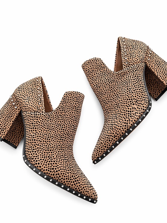 Gianni Bini Shoes - Gianni Bini Studded Tan Cheetah-Print Block Heel Booties NEW